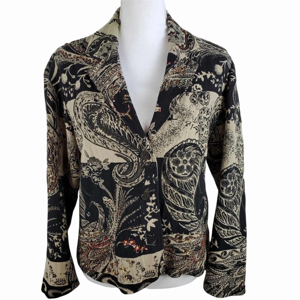 Chico's paisley sequined jacket 1 (8/M)
